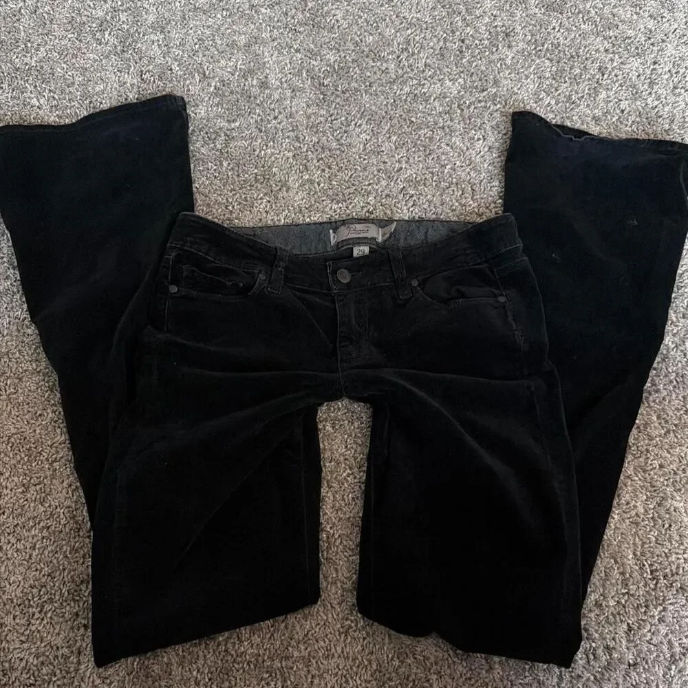 Paige “Low Low” Black Corduroy Low Rise Flare Jeans